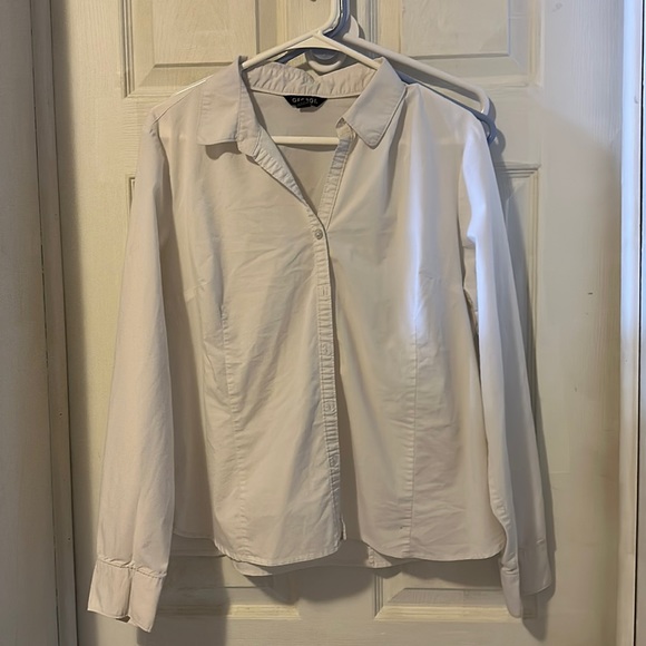 George Tops - Ladies plus size white button front blouse
